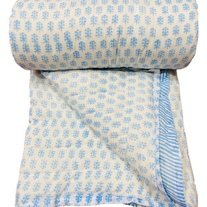 Edredón de algodón con estampado a mano - Cubrecama reversible Jaipuri Warm Razai