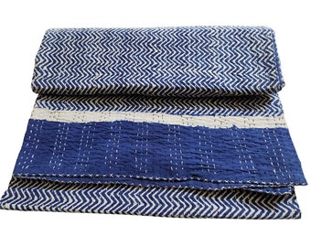 Blue Indigo Kantha Quilt handmade kantha throw home decor kantha