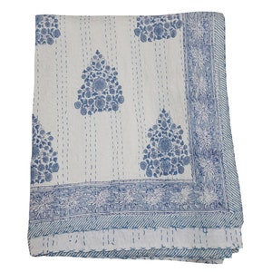 Indian Kantha Quilt king queen size kantha quilt cotton sift fine cotton quilt kantha hand made kantha quilt block print kantha quilt cotton
