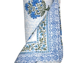 Hand Block Printed King Size Quilt - Lightweight Cotton Bedding