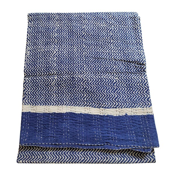 Blue Kantha Quilt Etsy