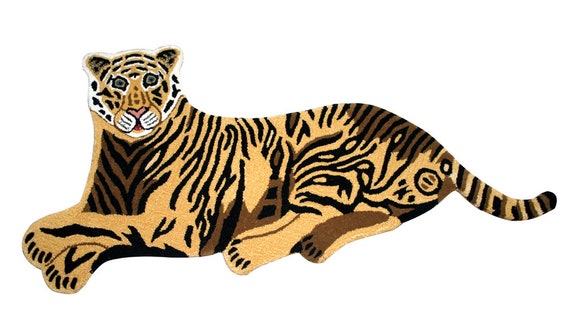 Hand Tufted Wool Carpet Tiger Mat Animal Rug Tiger Skin Area Rug 90/'x155/' Cm