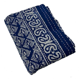 Indian kantha Quilt Handmade Kantha Bedcover Throw Blanket king size