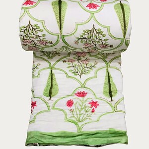 Hand Block Print Cotton Quilt Blanket Cotton Quilt Hand made Cottonn Quilt Jaipuri Quilt Hand Block Print Cotton Razai Jaipuri Razai