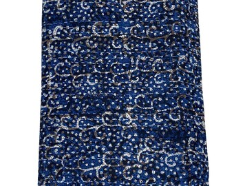 Dabu Print Kantha Bedcover, Indian Cotton Quilt (90x108 Inch)