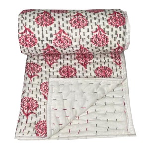 New Hand Block Print Kantha Baby Quilt ,Bedspread Throw Animal Print  Quilt Baby Size 40X60