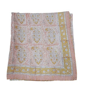New Hand block print quilt orange  Indian Hand made kantha quilt king queen size blanket kanthaha quilt cotton hand made kantha quilt block