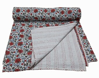 Rose Print Throw Blankets Red Rose Quilted Ros Indian Rose Floral Quilt Indian Rose Bedspread Block Print