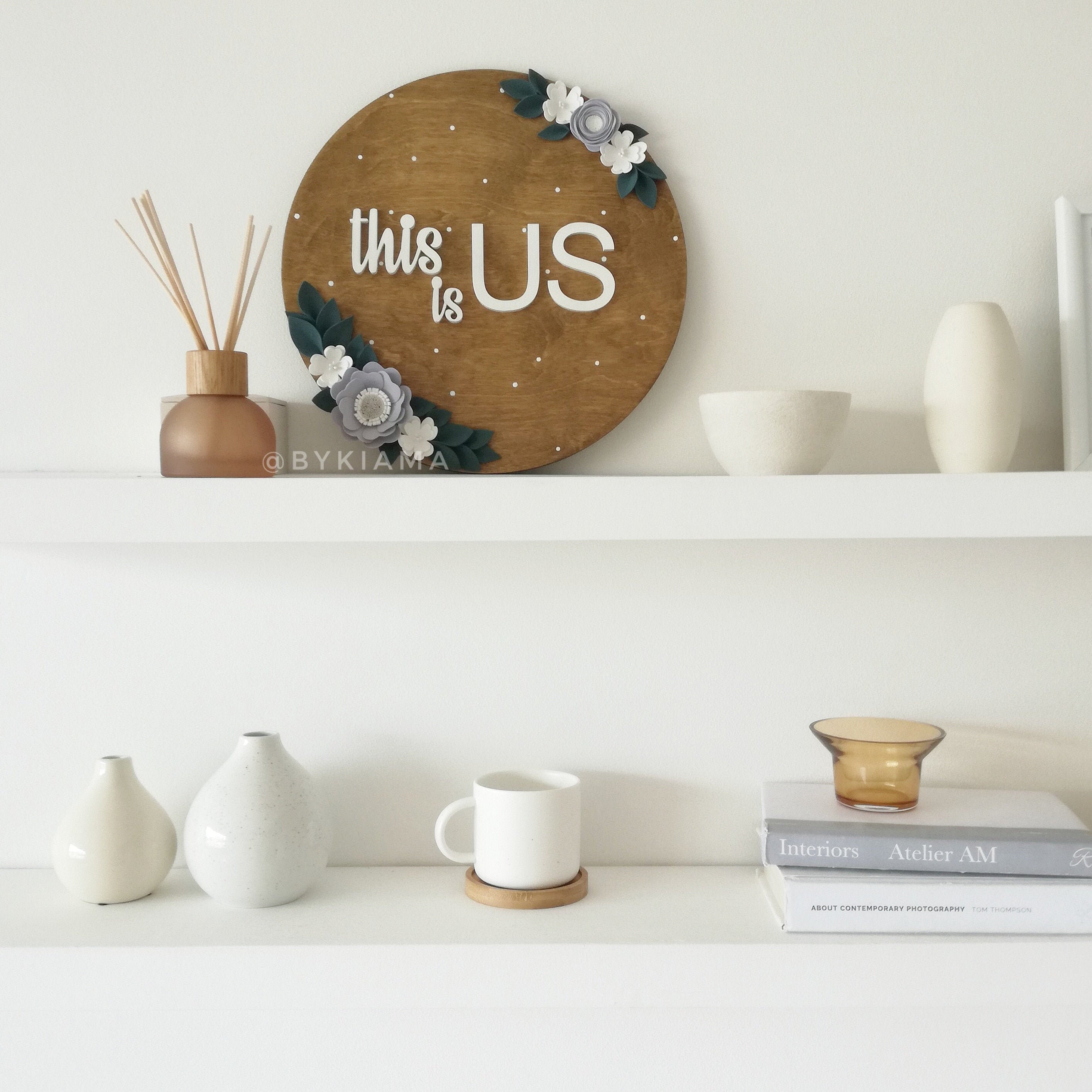 This Is Us round wood sign with flowers This is us tv show Etsy