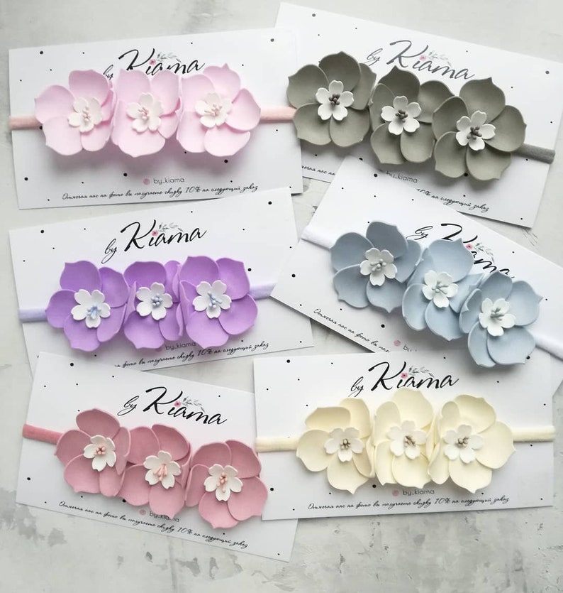 Baby floral headband SVG, PDF, PNG templates Felt flower pdf & video tutorial Hair headband bows svg Newborn headband svg pattern image 3