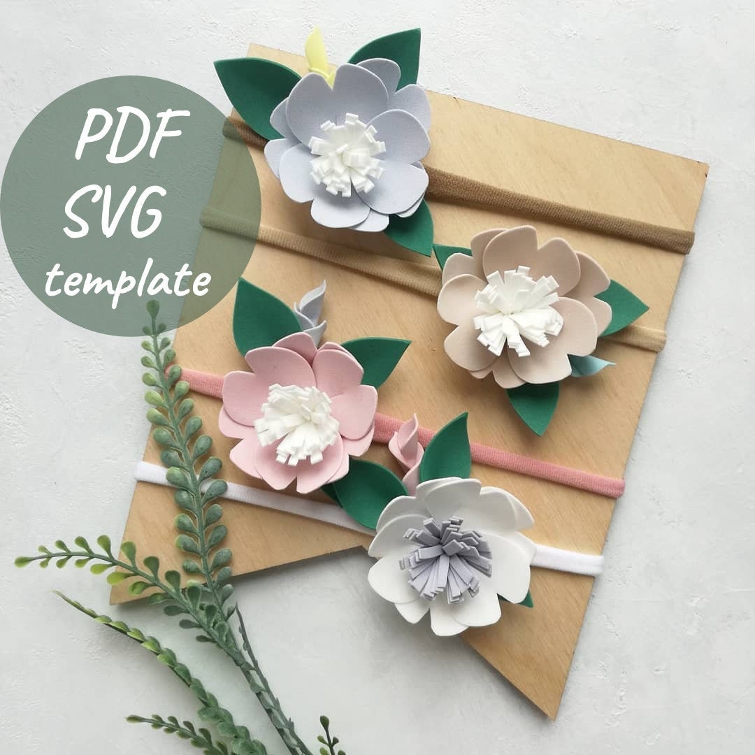 Download Felt flower headband PDF SVG png psd printable template ...