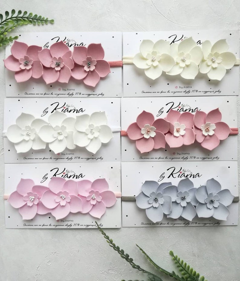 Baby floral headband SVG, PDF, PNG templates Felt flower pdf & video tutorial Hair headband bows svg Newborn headband svg pattern image 4