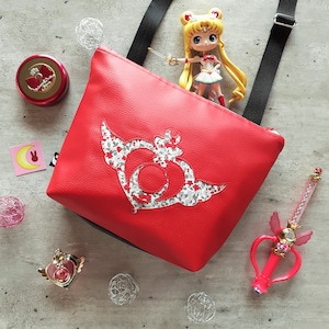Red Liberty Moon manga-inspired Magical girl Crisis Compact Princess Mars Rei Usagi shoulder or crossbody bag