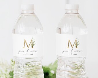 Printable Water Bottle Label, Water Bottle Label Template, Personalized Wedding Water Bottle, DIY, TEMPLETT PDF Jpeg Download #sd006bt
