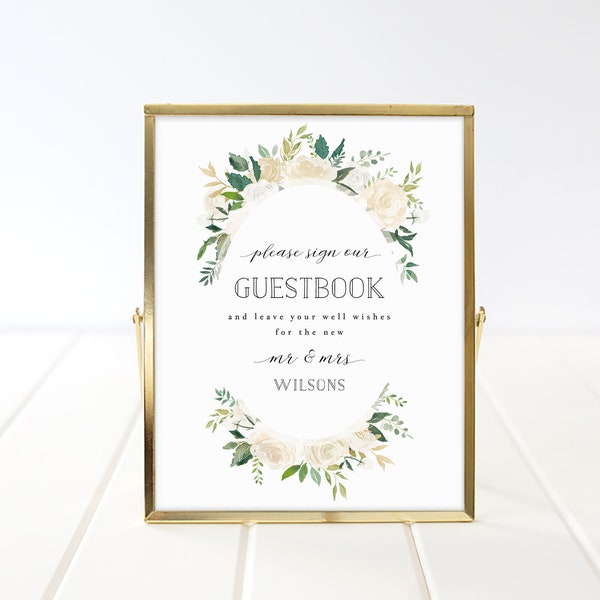 Floral Custom Guestbook Sign Template, Printable Guest Book Sign, Globe Bottle Jenga Photo Guestbook Idea, TEMPLETT PDF Jpeg #sd004gsb