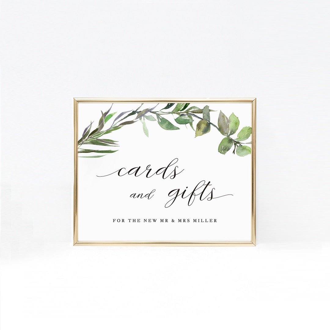 Greenery Cards and Gifts Sign, Wedding Sign Printable, Gift Table Sign ...