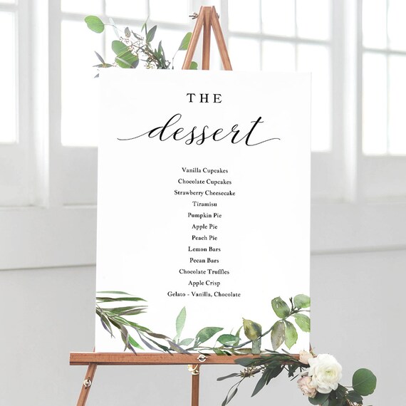 Greenery the Dessert Sign Dessert Station Sign Wedding | Etsy