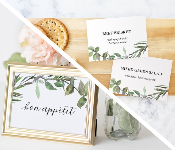 Greenery Buffet Label Template Printable Buffet Food Sign Etsy