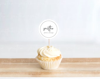 Styled Stock Photography, Circle Label, Dessert Menu, JPEG, Wedding Favor Mockup, Gold Frame, Cupcake Topper, Invite, Digital Stock Image