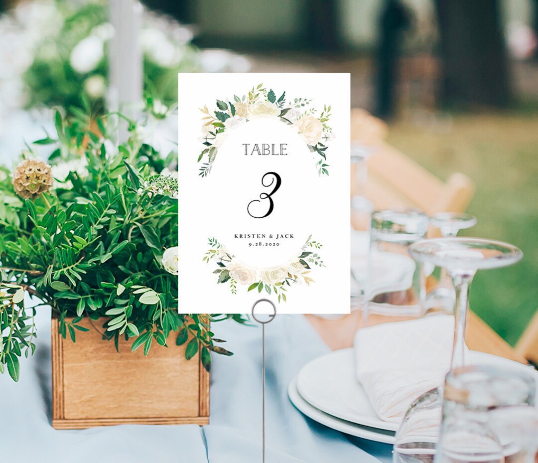 Rustic Flower Table Numbers Printable 5x7 4x6 Wedding Table - Etsy