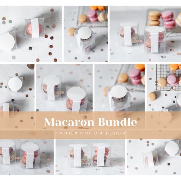 Macaron Stock photographie Bundle, Béton Compteur, Mariage Favor Mockup, Médias sociaux, Papier Produit Images #SPD0022-ensemble