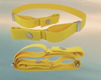 Ceinture sans boucle "Pondichéry" élastine oblique en jaune , largeur 25mm