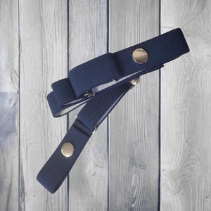 Cinturón de elastina azul liso sin hebilla OCEANE