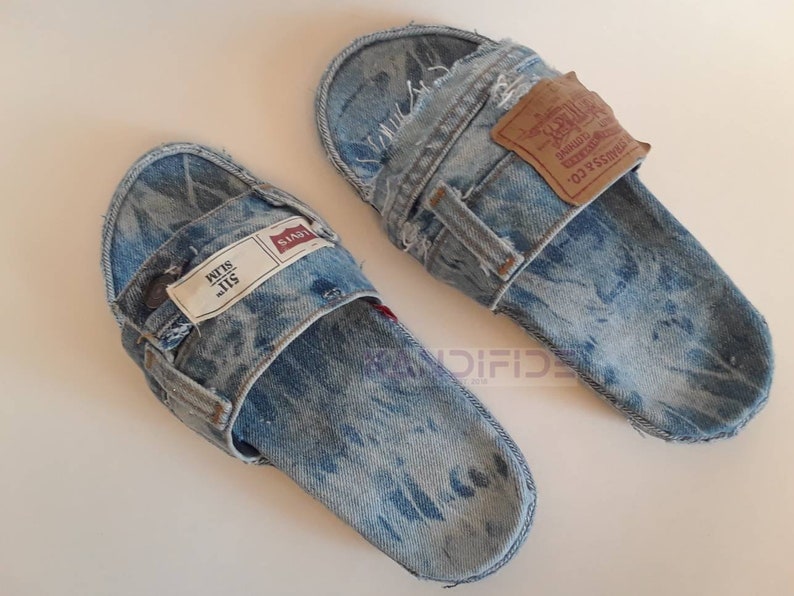 Tye dye denim slides