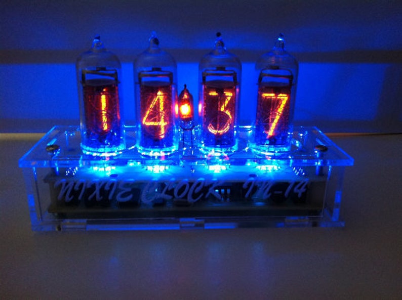 Nixie Tube Clock In 14 Blue In Plastic Box Tube Clock Nixie Etsy