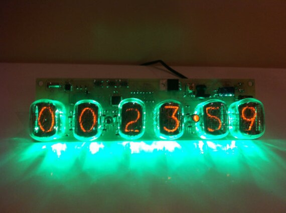 Nixie Tube Clock In 12 6tube Green Nixie Clock Tube Etsy