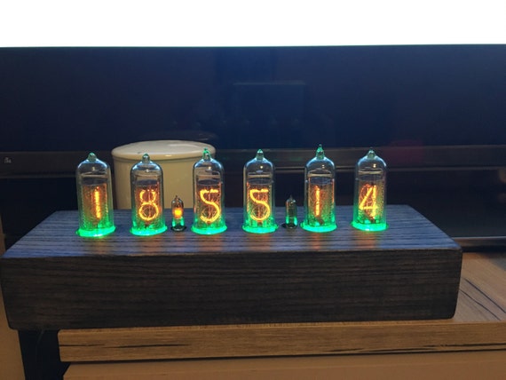 Nixie Tube Clock In 14 Green Nixie Clock Tube Clock Pixie Etsy