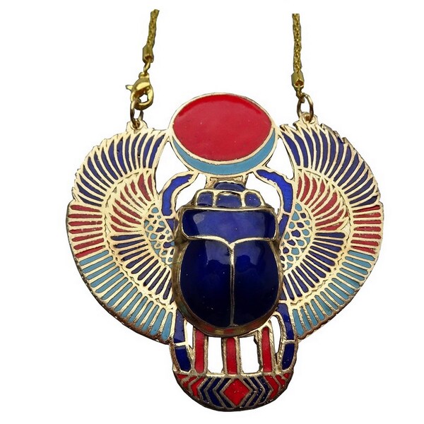 Pendentif Egyptien Scarabée et sa chaîne. Taille XXL