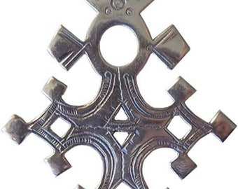 Gran Cruz del Sur Touareg "Barchakea" en plata maciza estampada 925 con cordón de cuero TOU17(2)