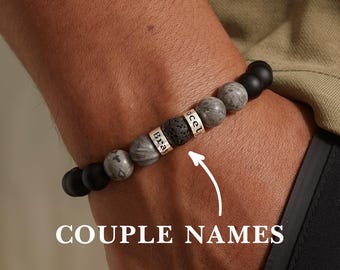 Naamarmband voor mannen, aangepaste naam kralenarmband, armband met paarnamen, valentijnscadeaus voor hem, herensieraden, aangepast cadeau voor vriend