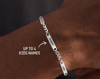 Kids Name Bracelet For Dad, Father's Day Gifts For Him, Custom Dad Bracelet, Fathers Bracelet With Family Name, Personalized Dad Bracelet