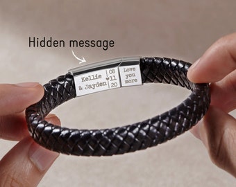 Mens Bracelet Personalized, Gift For Men, Hidden Message Bracelet For Men, Secret Message Bracelet, Husband Boyfriend Gift
