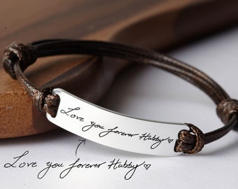 Handschrift Armband für Männer, individuelles Geschenk für ihn, Ehemann Geschenk von Frau, Signatur Armband für ihn, personalisiertes Herren Armband