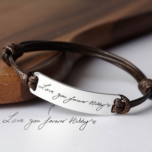 Handwriting Bracelet For Men, Custom Gift For Him, Husband Gift from Wife, Signature Bracelet for Him, Personalized Mens Bracelet