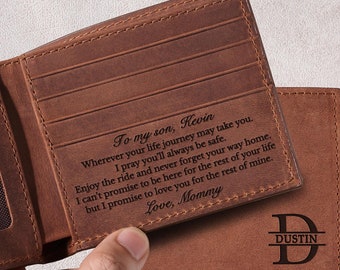 Wallets For Son, Birthday Gift For Son, Gift For Him, Gift From Mom To Son, Personalized Gift For Son, Leather Wallet, Custom Mens Wallet