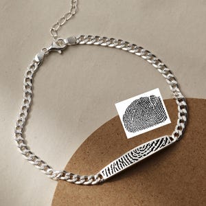 Custom Memorial Bracelet, Mom Loss Jewelry, Memorial Gifts for Loved Ones, Forget Me Not Bracelet Custom, Fingerprint Bracelet For Men