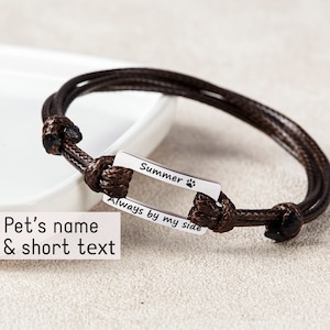 Dog Memorial Bracelet for Men, Pet Remembrance Jewelry, Pet Lovers Bracelet, Engraved Pet Bracelet, Gift for Him