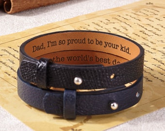 Leather Bracelet for Him, Personalized Leather Bracelet, Custom Leather Bracelet, Men Bracelet Leather, Hidden Message Bracelet Men