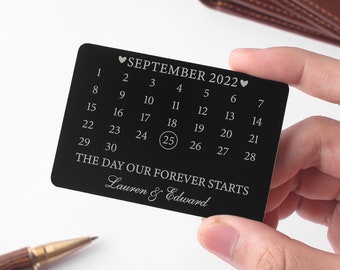 Engraved Wallet Card Husband, Wedding Anniversary Gift, Boyfriend Wallet Insert, Gift For Groom, Calendar Wallet Card