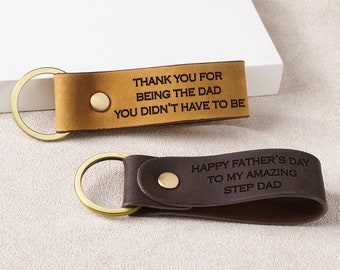 Personalized Day Gift For Stepdad, Gift From Daughter, Step Dad Keychain, Stepfather Gift, Adopted Dad Gift, Foster Dad Gift