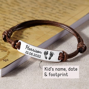 Baby Footprint Bracelet, First Time Dad Gift, Gift For Husband, Bracelet For New Dad,First Daddy Bracelet,Husband Gifts from Wife