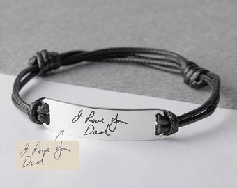 Signature Bracelet for Men, Handwriting Bracelet for Boyfriend, Loss of Dad Gift for Son, Actual Handwriting Bracelet, Remembrance Gifts