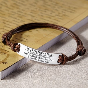 Fallen Soldier Bracelet, Bracelets, Military Memorial Bracelet, Engraved Military Gift, Custom Bracelet for Him, Army Veteran