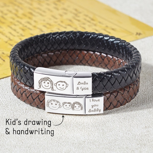 Kids Art Jewelry, Dad Gift From Toddler, Children Artwork Bracelet, Kids Drawing Jewelry, Dad Gift From Child, Gift From Wife