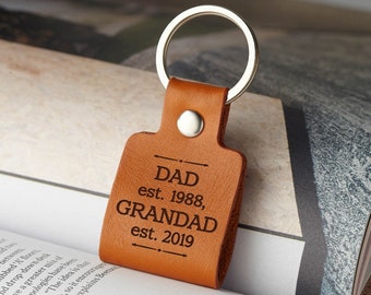 Dad Est. Grandpa Est. Keychain, New Grandpa Gift, First Time Grandfather, New Grandfather Gift, Grandpa Est. 2023, Papaw Gift