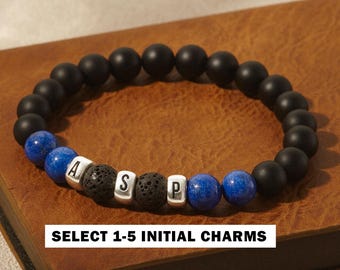 Initiaal armband heren, armband vader, valentijnscadeaus voor mannen, armband voor vader, initiaal armband met kralen, armband papa, sieraden voor vader